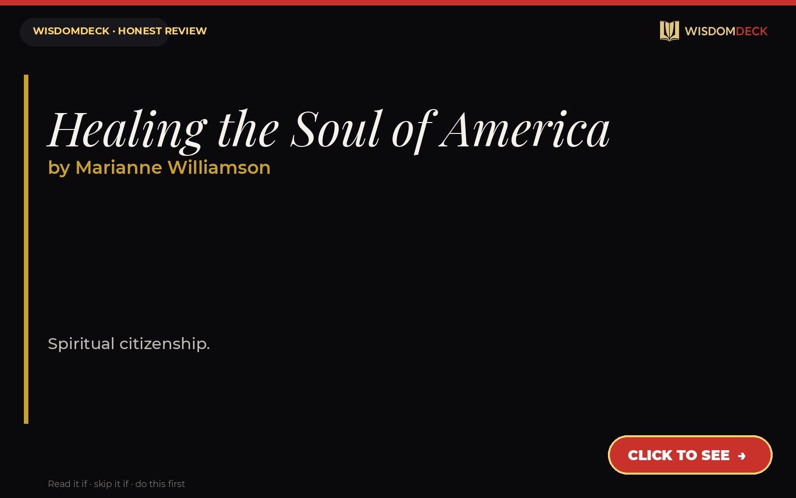 Healing the Soul of America by Marianne Williamson — WisdomDeck review