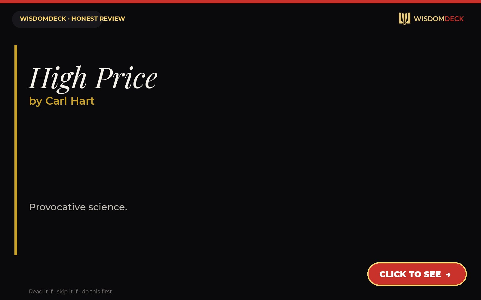 High Price by Carl Hart — WisdomDeck review