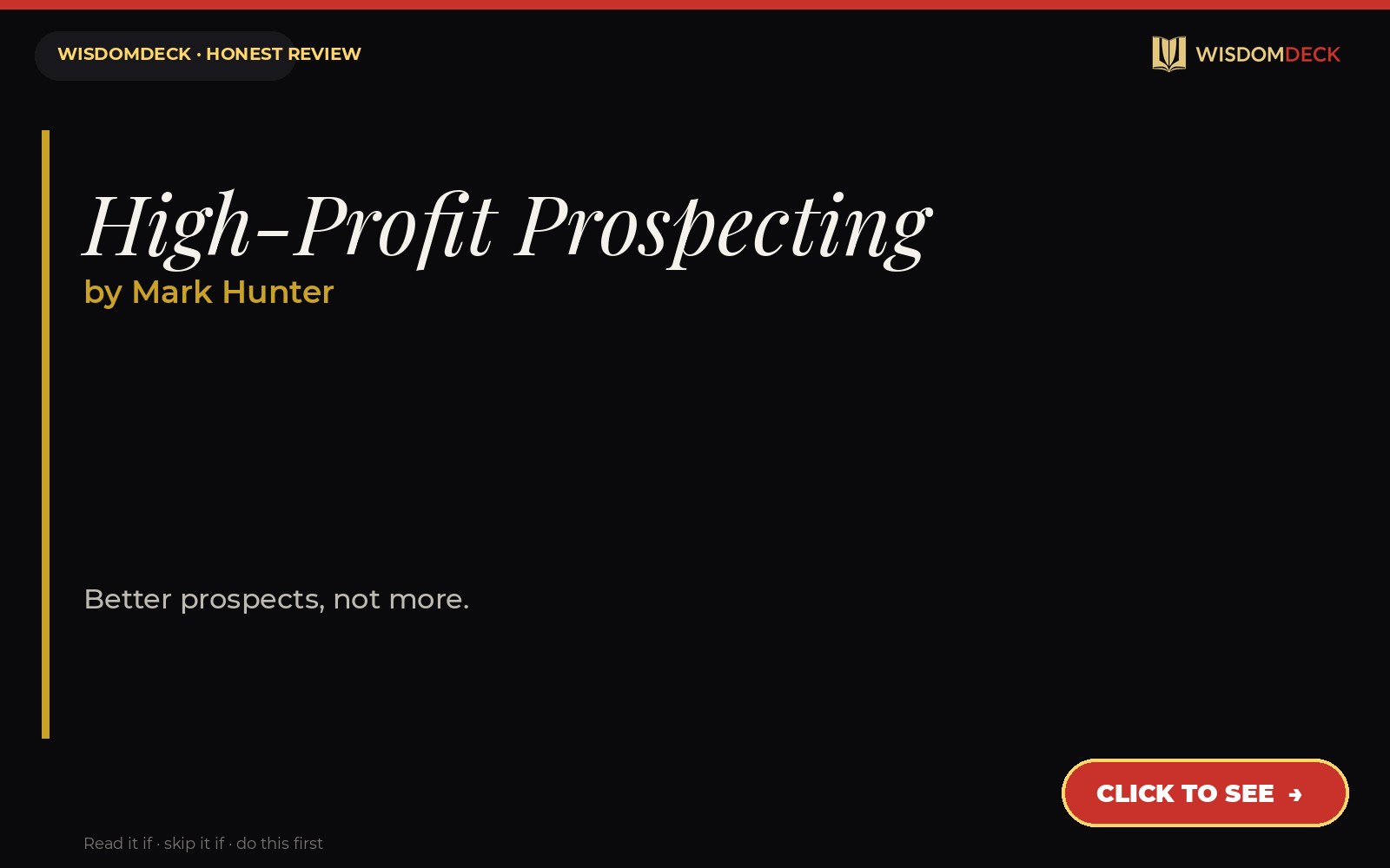 High-Profit Prospecting by Mark Hunter — WisdomDeck review