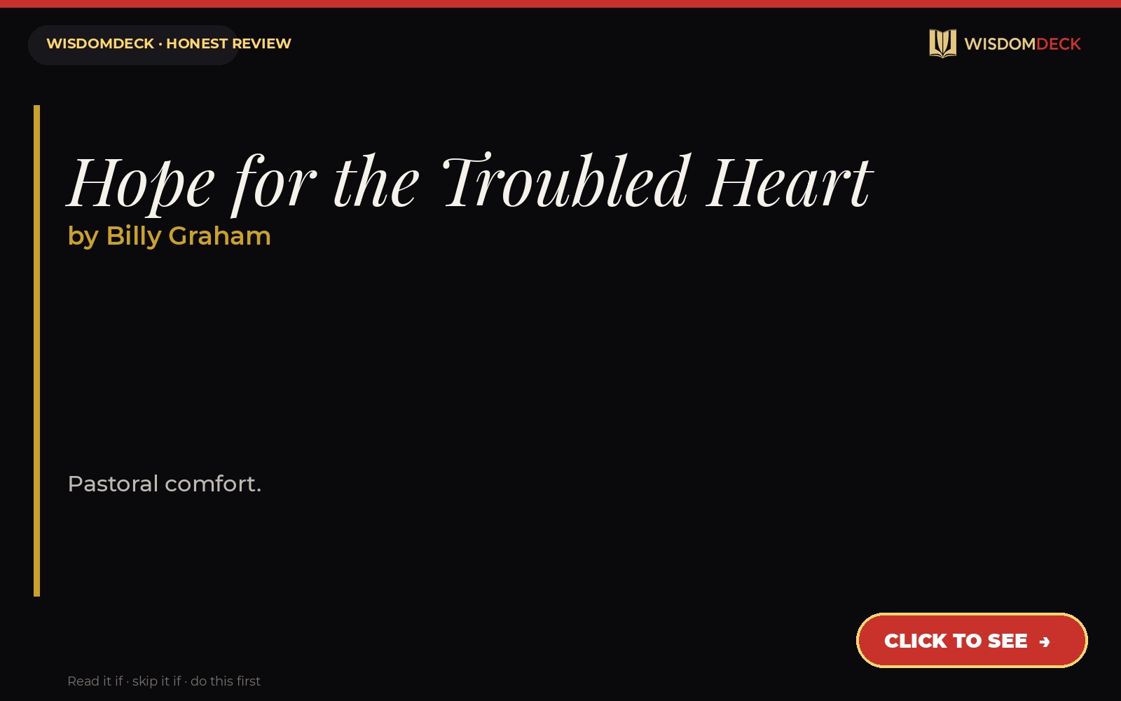 Hope for the Troubled Heart by Billy Graham — WisdomDeck review
