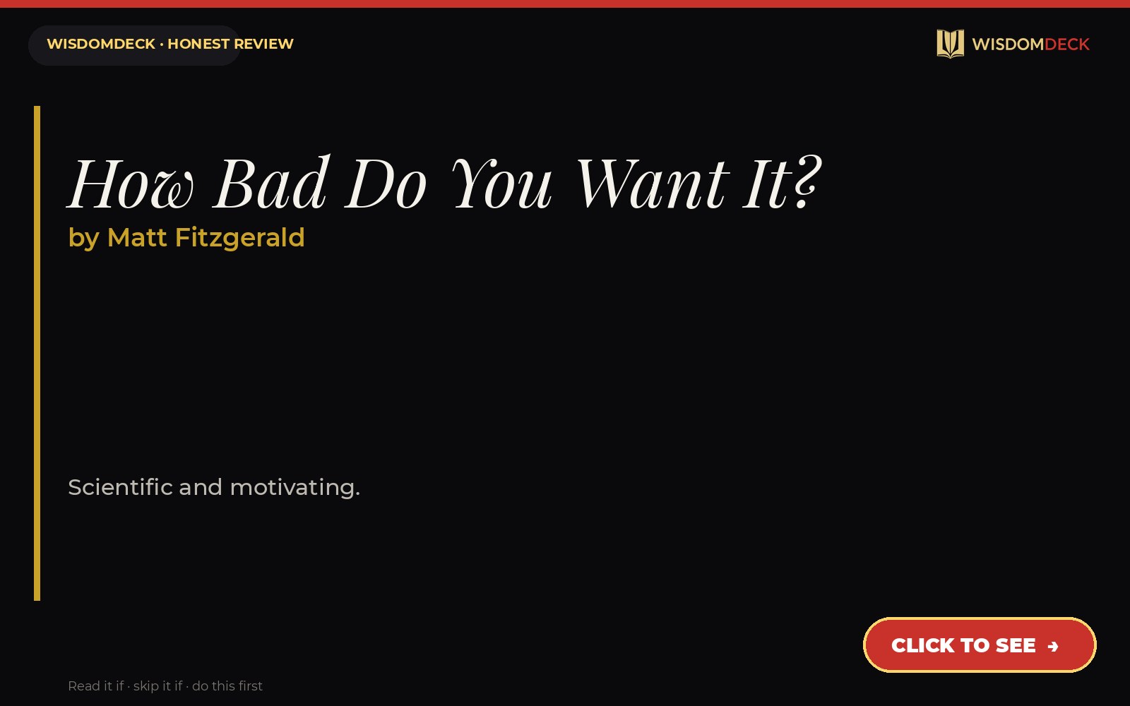 How Bad Do You Want It? by Matt Fitzgerald — WisdomDeck review