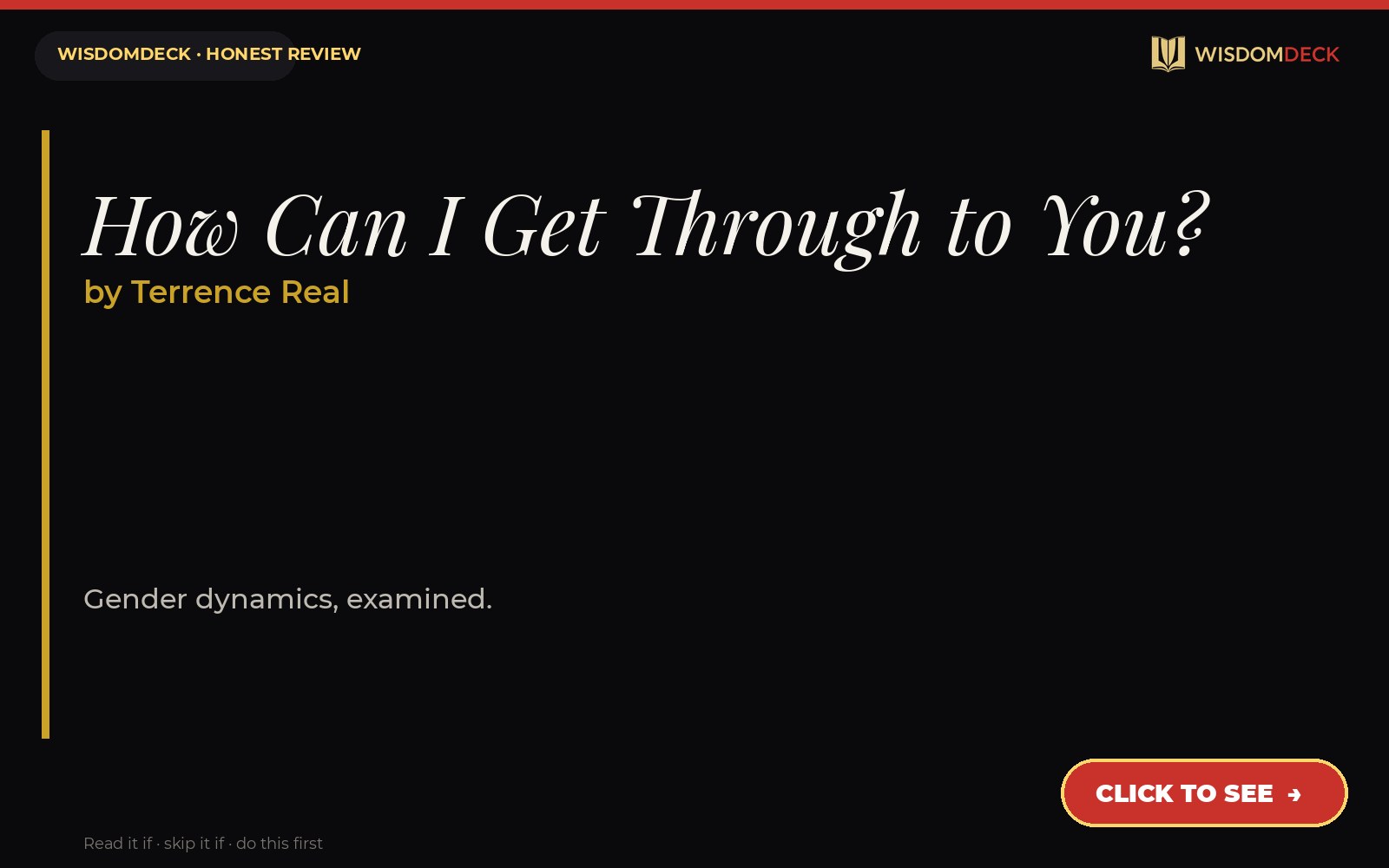 How Can I Get Through to You? by Terrence Real — WisdomDeck review