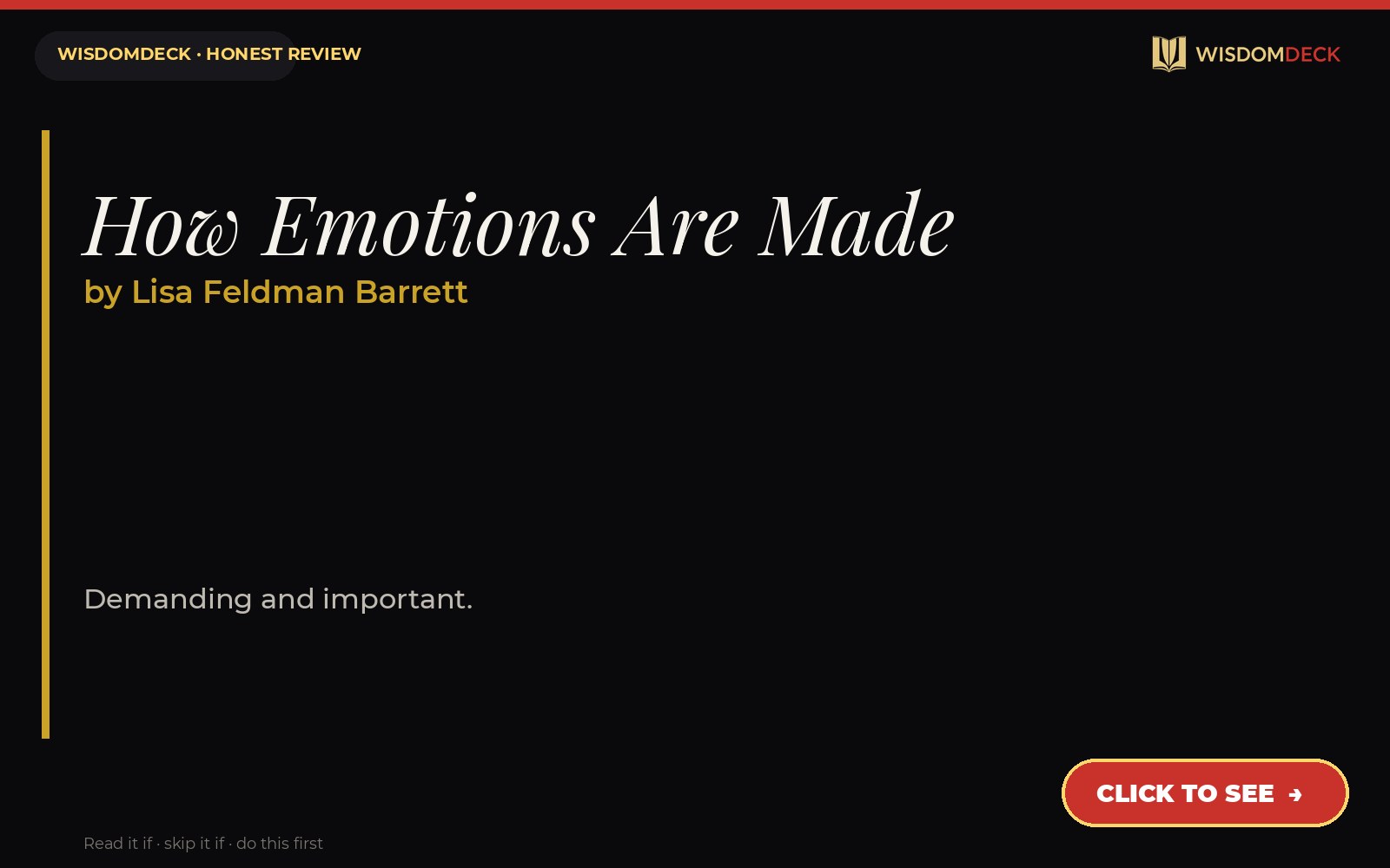 How Emotions Are Made by Lisa Feldman Barrett — WisdomDeck review
