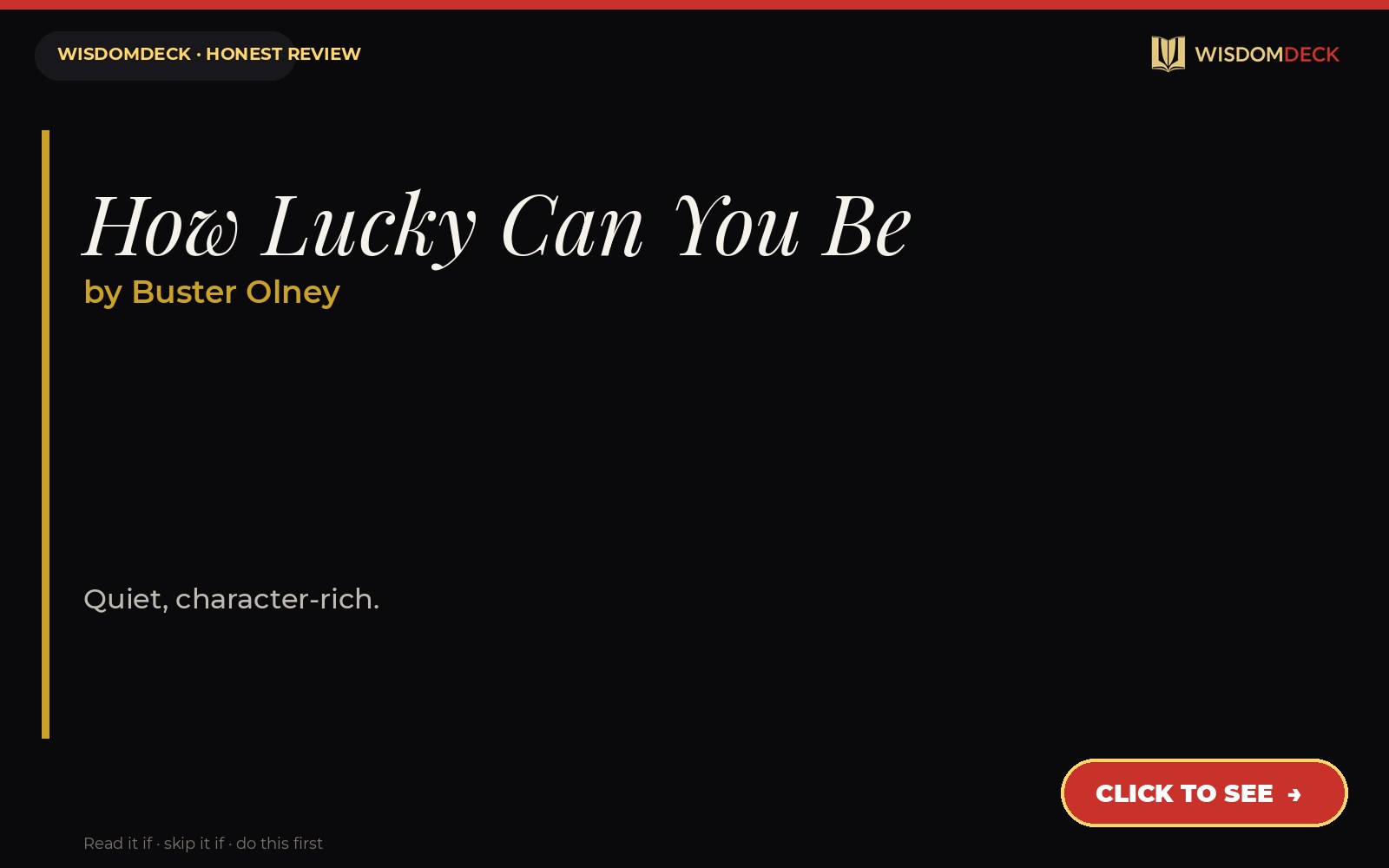How Lucky Can You Be by Buster Olney — WisdomDeck review