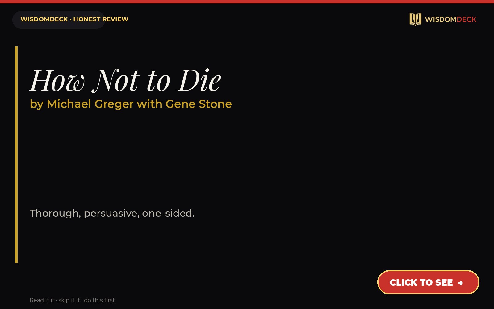 How Not to Die by Michael Greger with Gene Stone — WisdomDeck review