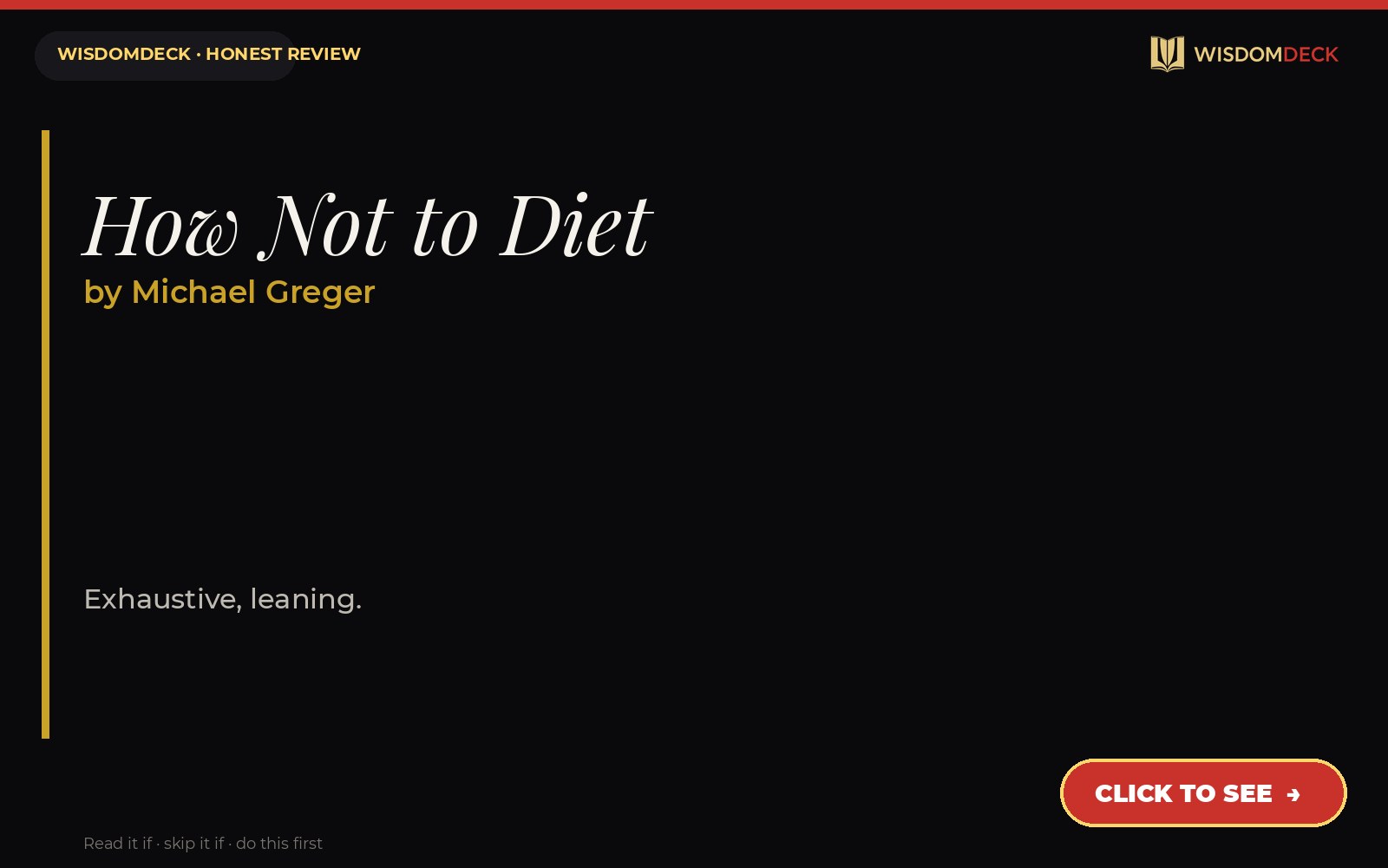 How Not to Diet by Michael Greger — WisdomDeck review