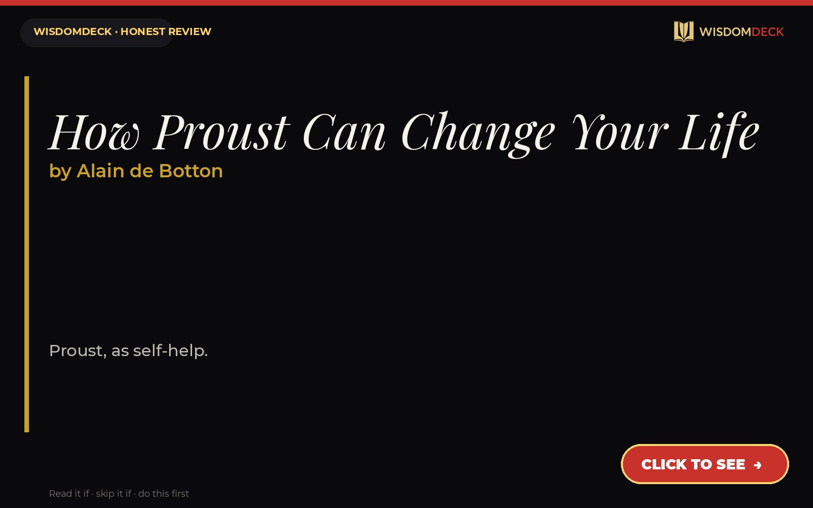 How Proust Can Change Your Life by Alain de Botton — WisdomDeck review