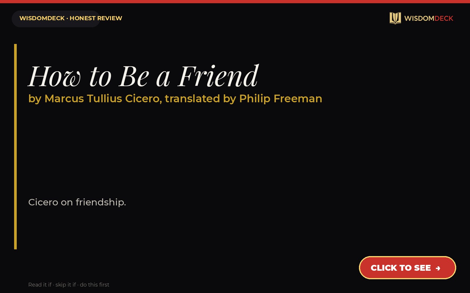 How to Be a Friend by Marcus Tullius Cicero, translated by Philip Freeman — WisdomDeck review