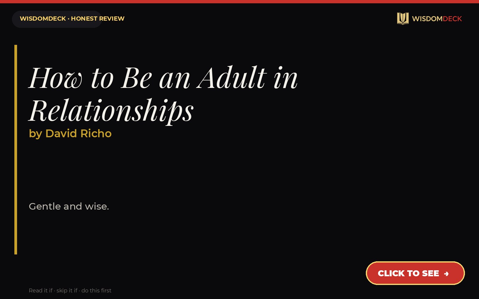 How to Be an Adult in Relationships by David Richo — WisdomDeck review