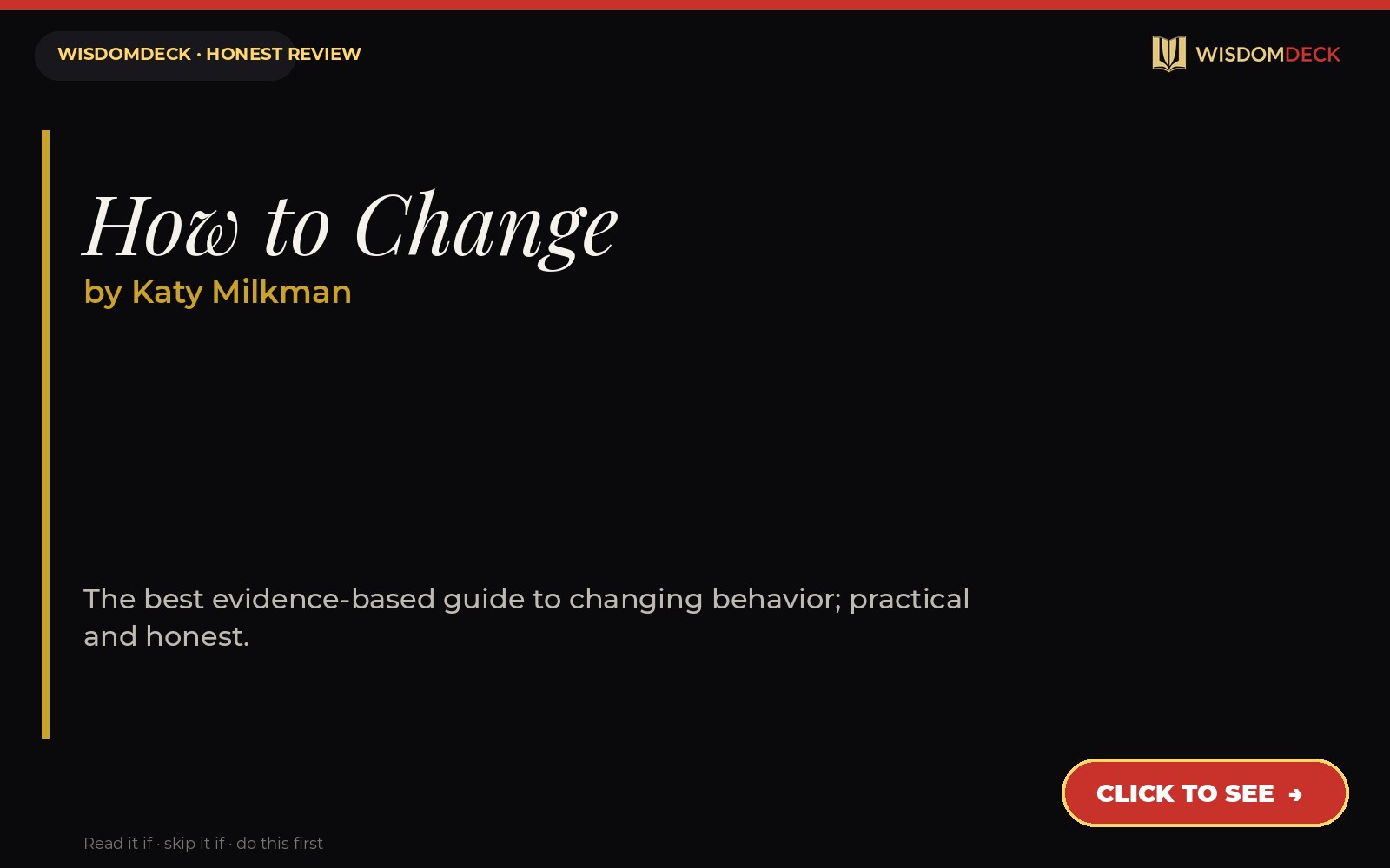 How to Change by Katy Milkman — WisdomDeck review