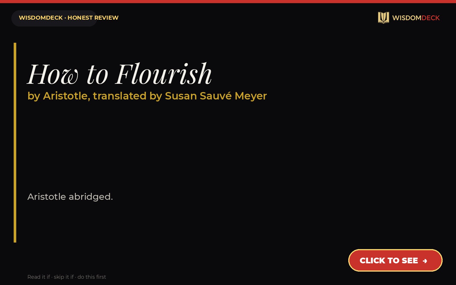 How to Flourish by Aristotle, translated by Susan Sauvé Meyer — WisdomDeck honest review
