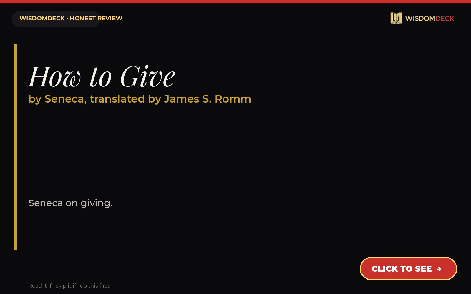 How to Give by Seneca, translated by James S. Romm — WisdomDeck honest review