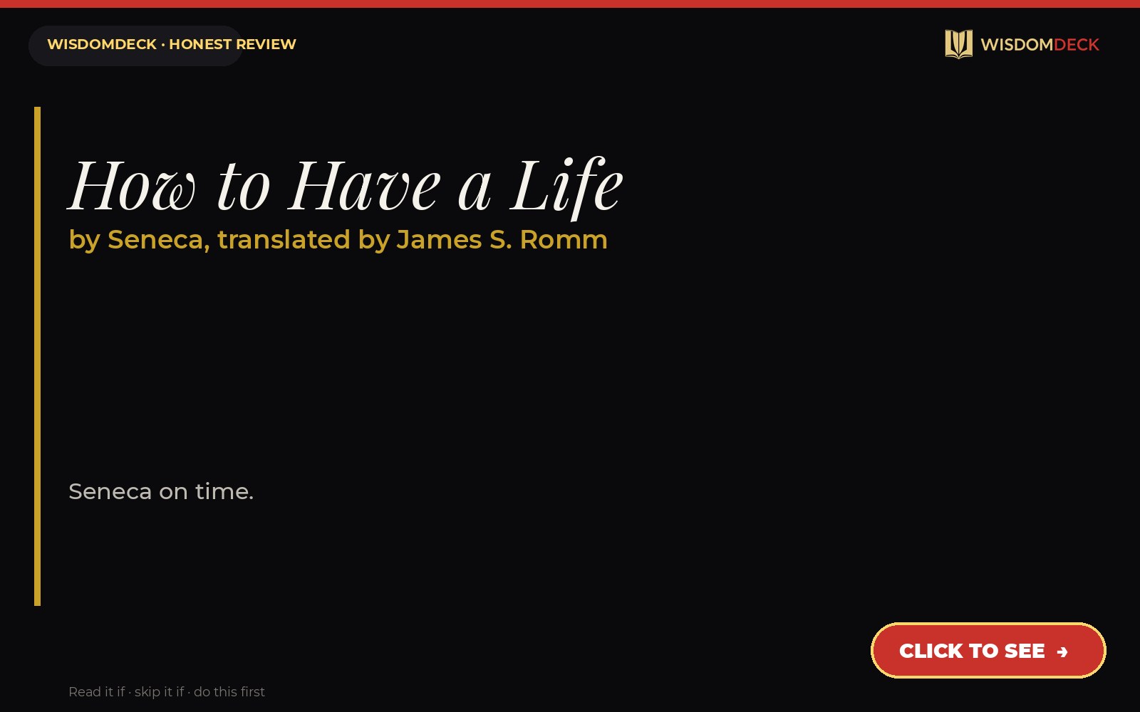How to Have a Life by Seneca, translated by James S. Romm — WisdomDeck review