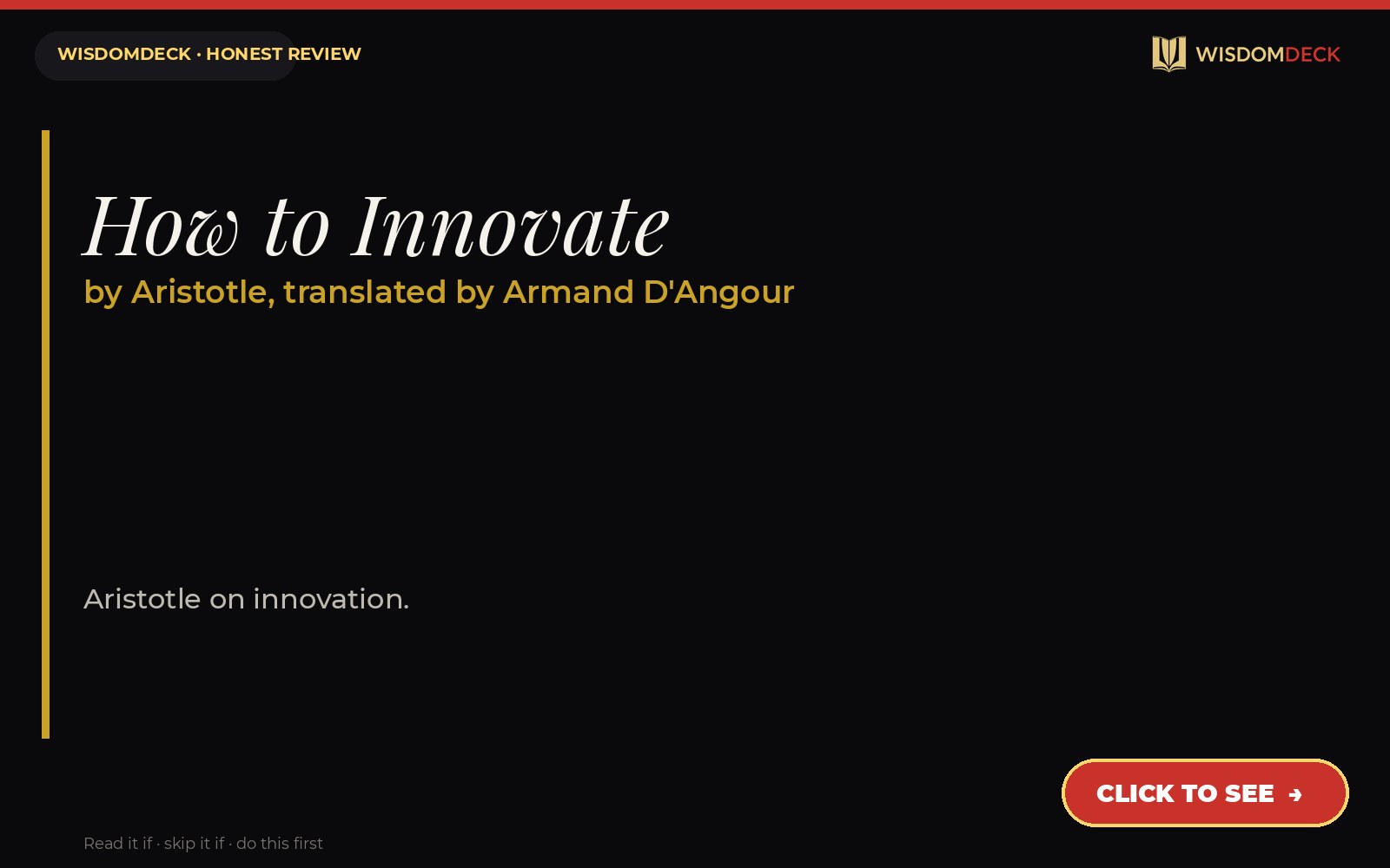 How to Innovate by Aristotle, translated by Armand D'Angour — WisdomDeck review