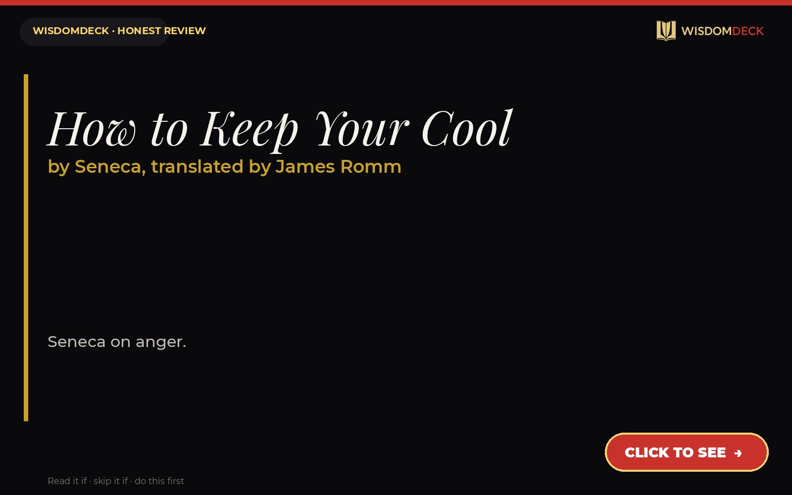 How to Keep Your Cool by Seneca, translated by James Romm — WisdomDeck review
