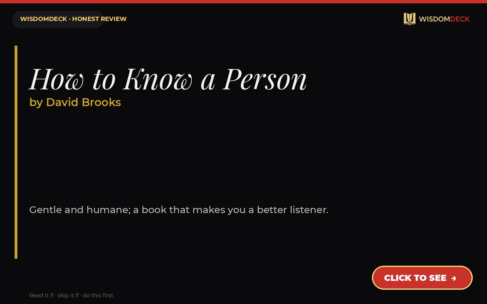 How to Know a Person by David Brooks — WisdomDeck review