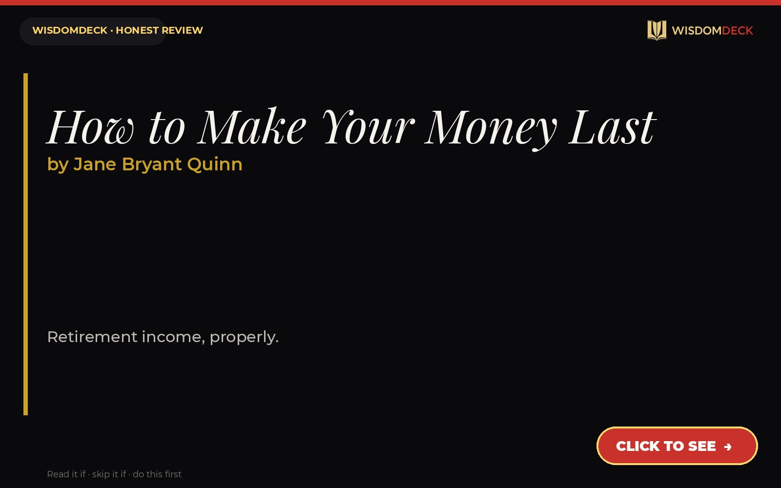 How to Make Your Money Last by Jane Bryant Quinn — WisdomDeck review