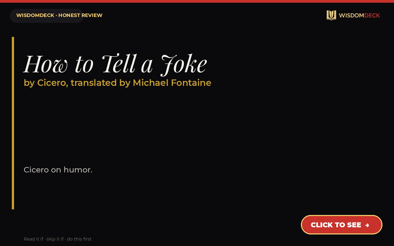 How to Tell a Joke by Cicero, translated by Michael Fontaine — WisdomDeck honest review