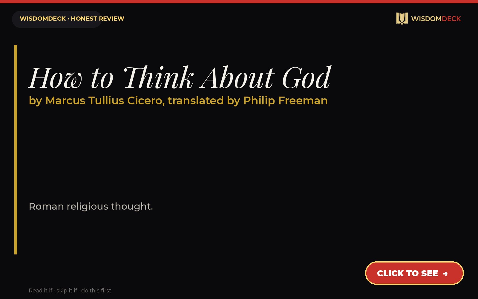 How to Think About God by Marcus Tullius Cicero, translated by Philip Freeman — WisdomDeck review