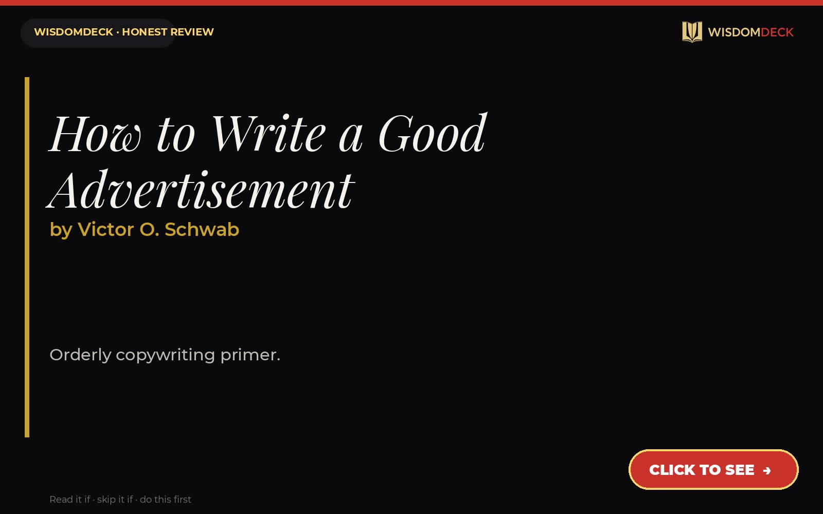 How to Write a Good Advertisement by Victor O. Schwab — WisdomDeck review