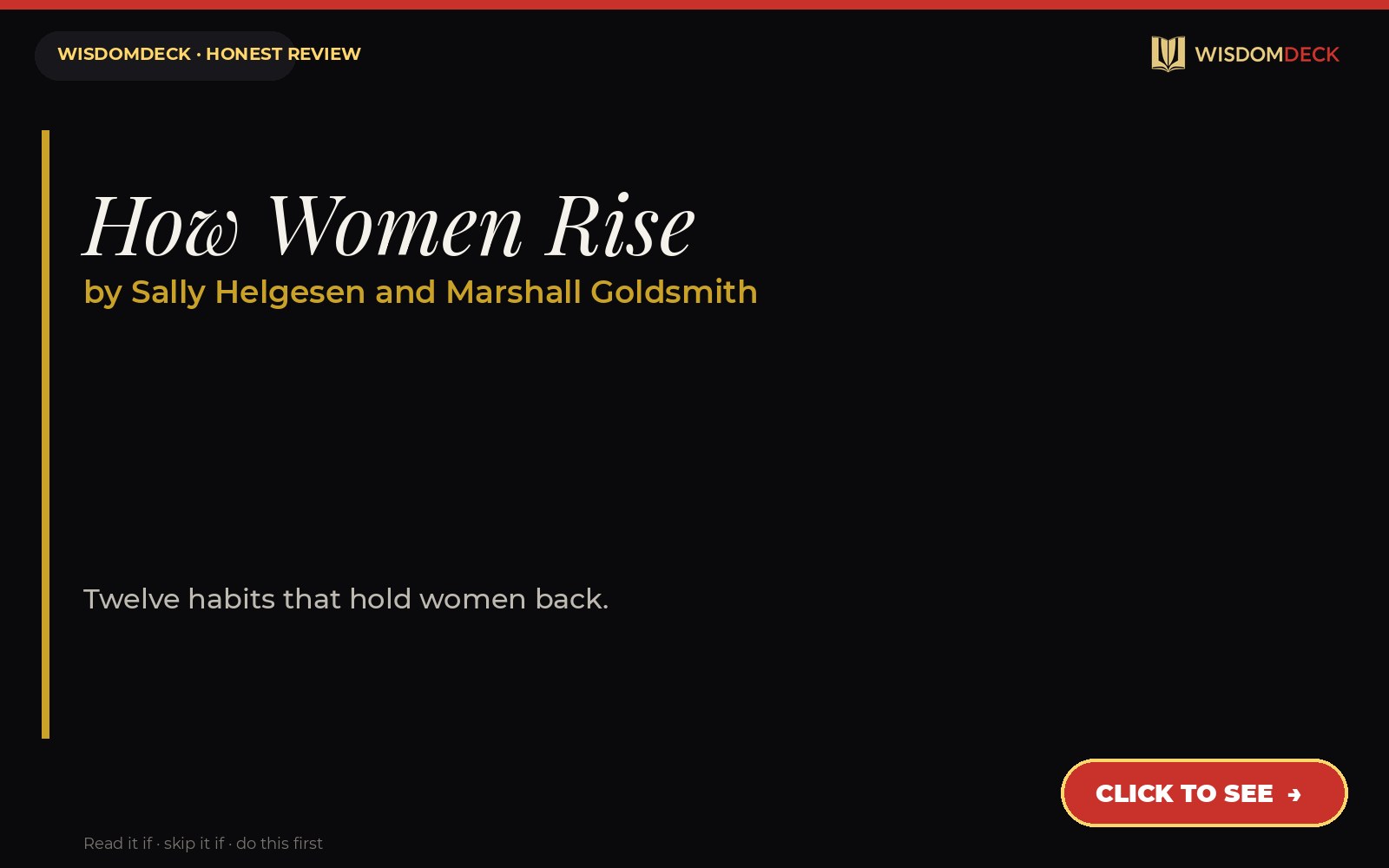 How Women Rise by Sally Helgesen and Marshall Goldsmith — WisdomDeck review