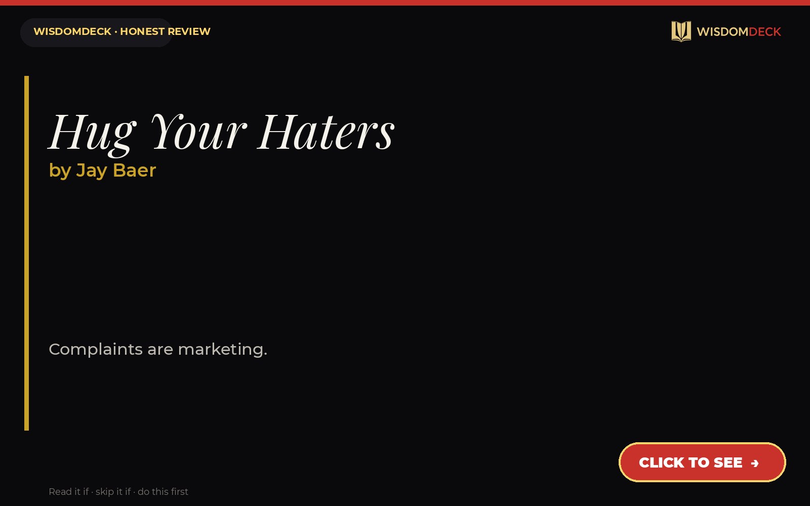 Hug Your Haters by Jay Baer — WisdomDeck review