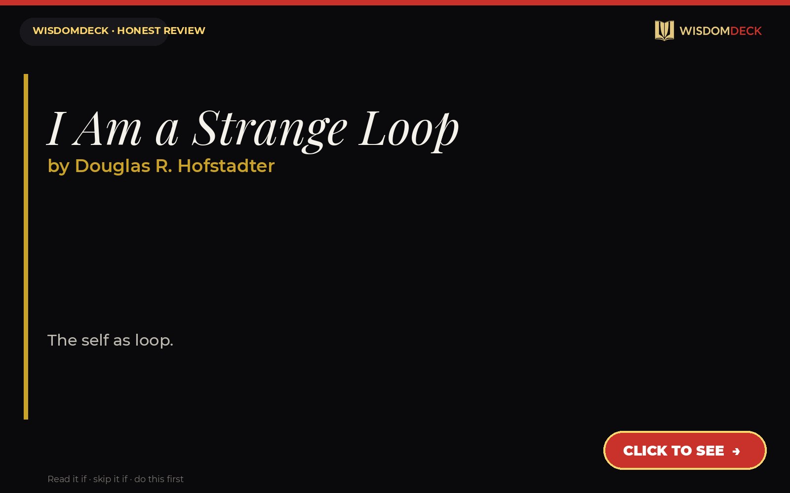 I Am a Strange Loop by Douglas R. Hofstadter — WisdomDeck review