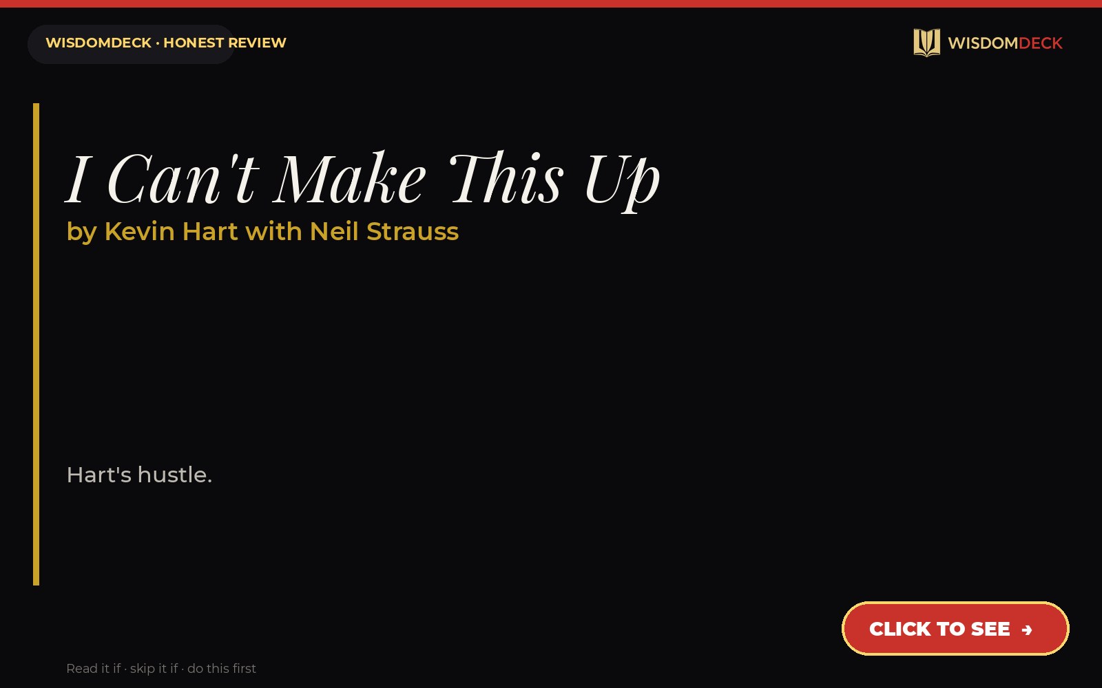 I Can't Make This Up by Kevin Hart with Neil Strauss — WisdomDeck review