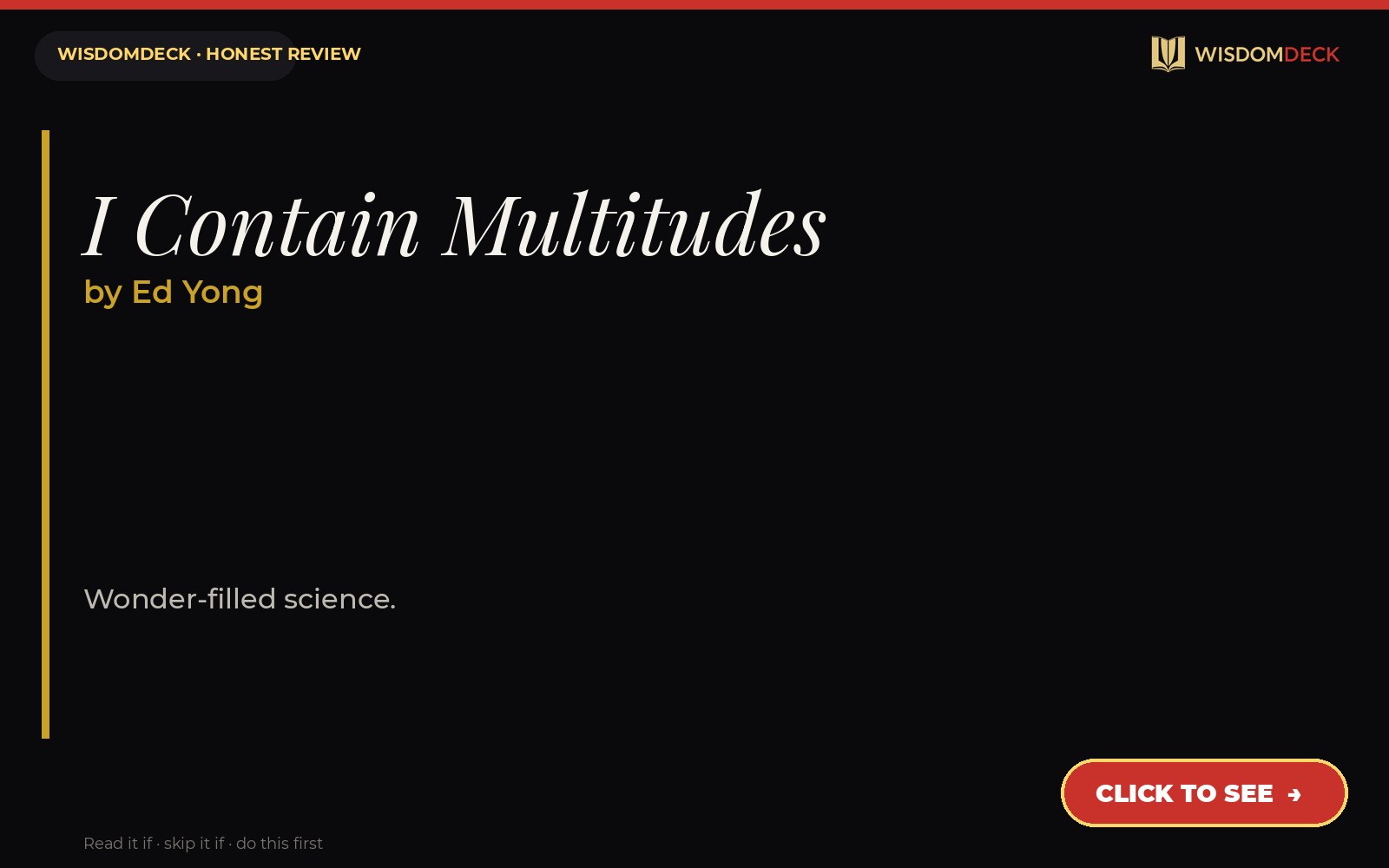 I Contain Multitudes by Ed Yong — WisdomDeck review