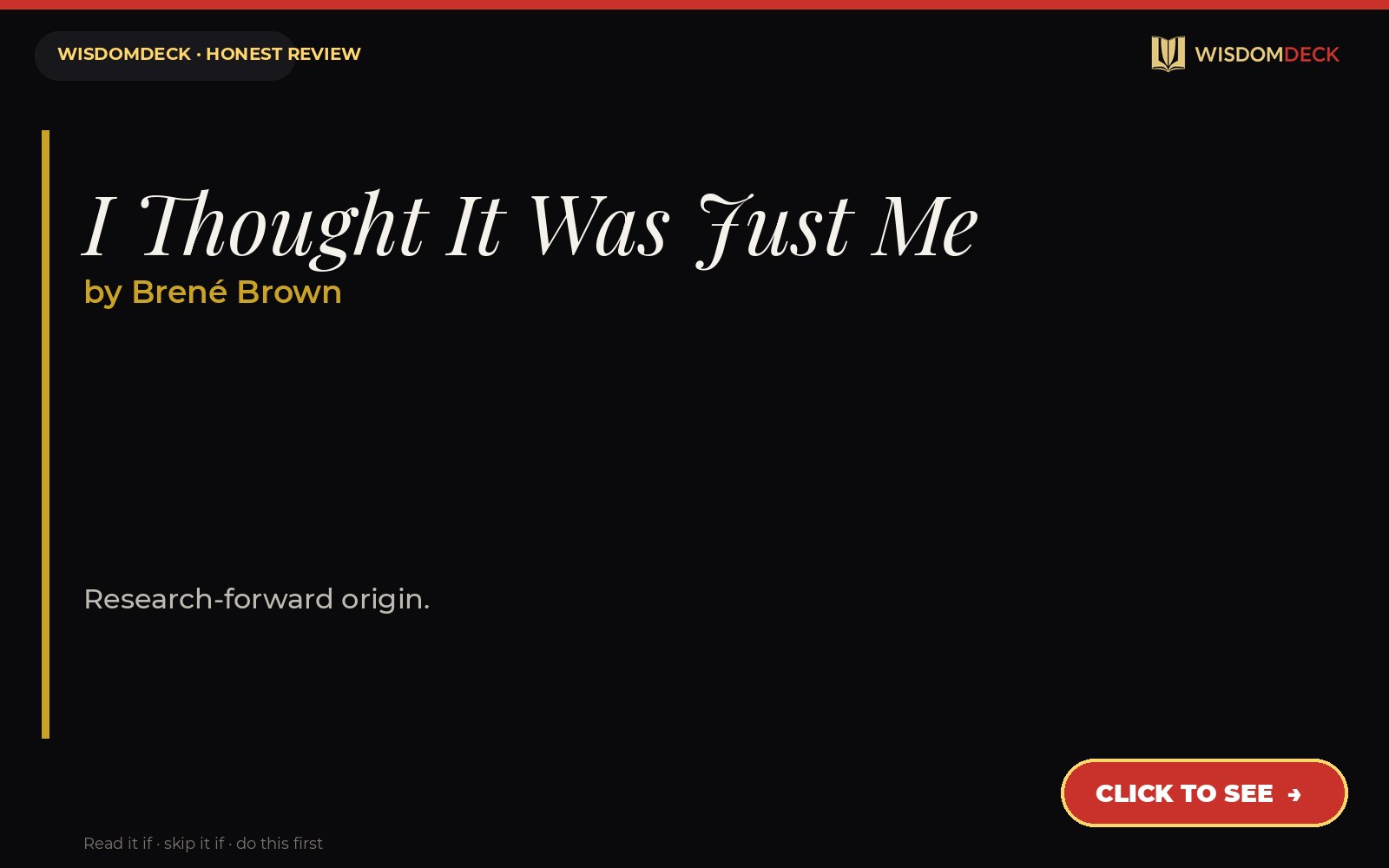 I Thought It Was Just Me by Brené Brown — WisdomDeck review