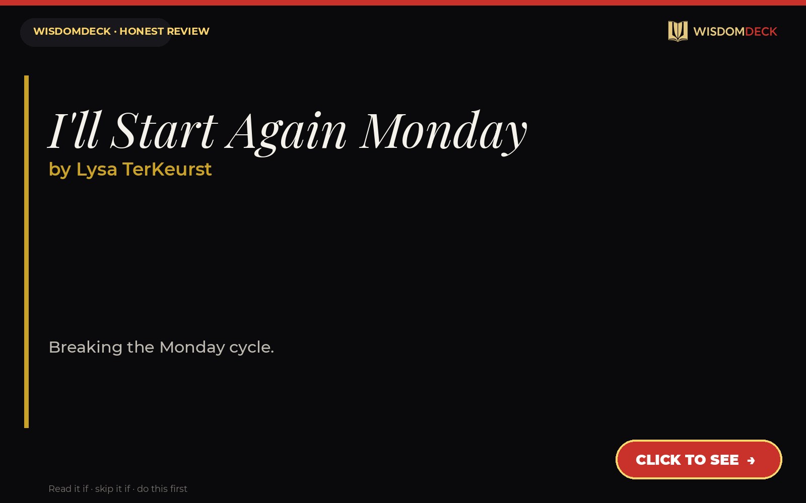 I'll Start Again Monday by Lysa TerKeurst — WisdomDeck review