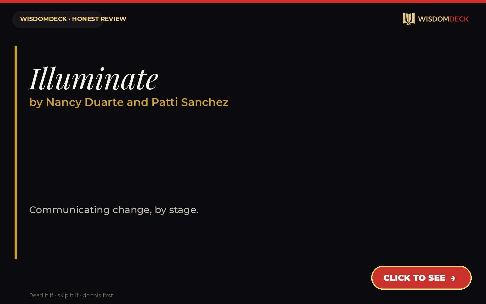 Illuminate by Nancy Duarte and Patti Sanchez — WisdomDeck review