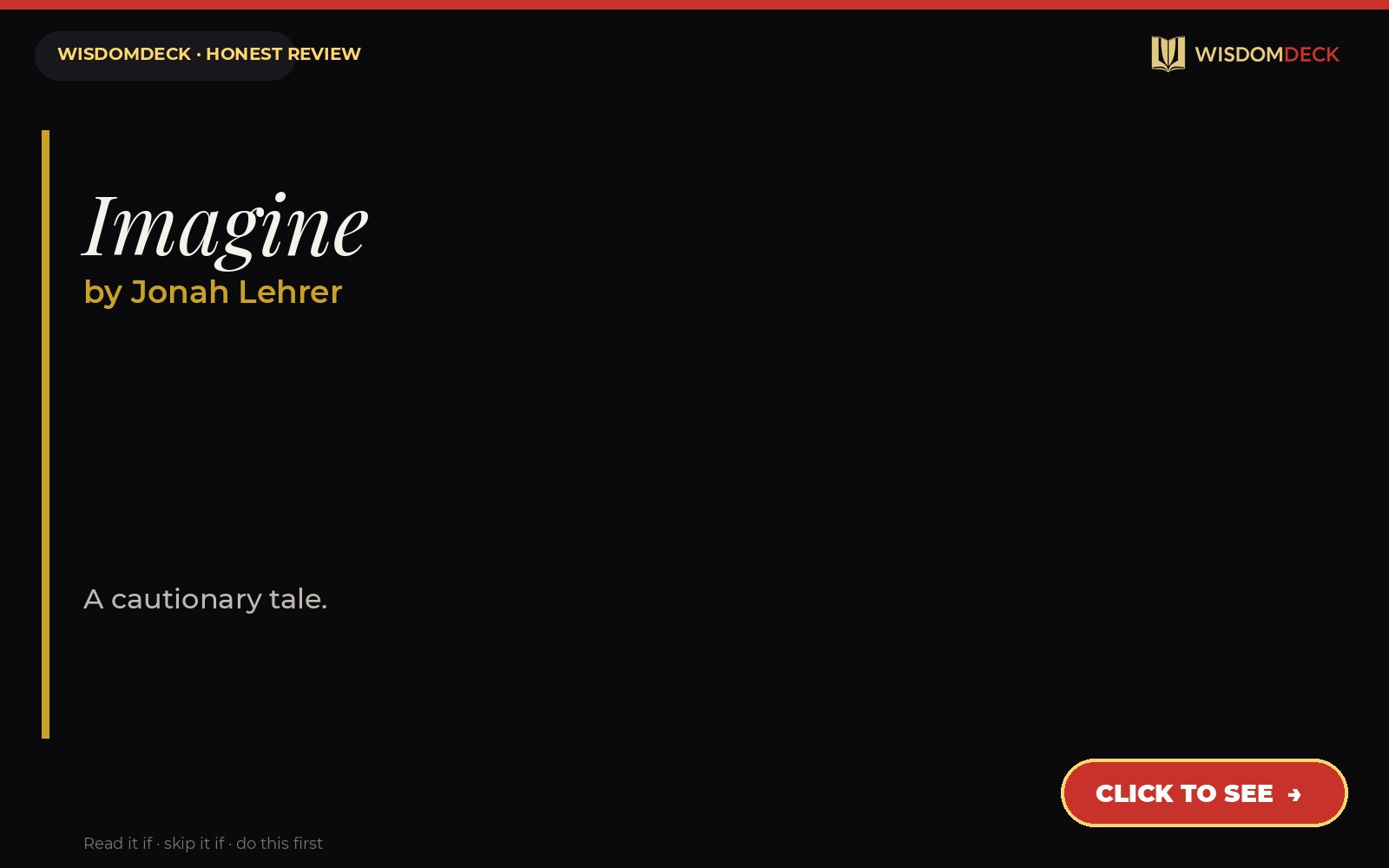Imagine by Jonah Lehrer — WisdomDeck review