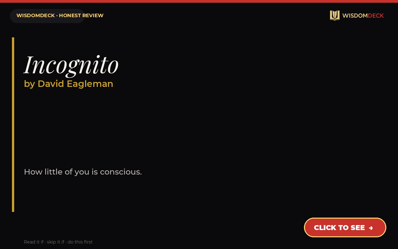 Incognito by David Eagleman — WisdomDeck review