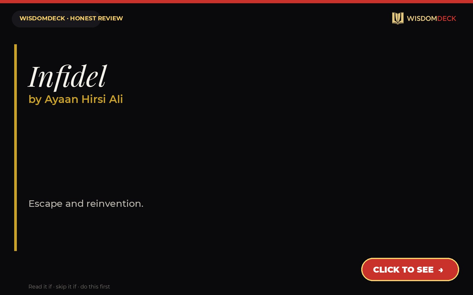 Infidel by Ayaan Hirsi Ali — WisdomDeck review