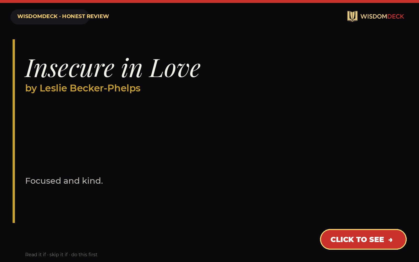 Insecure in Love by Leslie Becker-Phelps — WisdomDeck review
