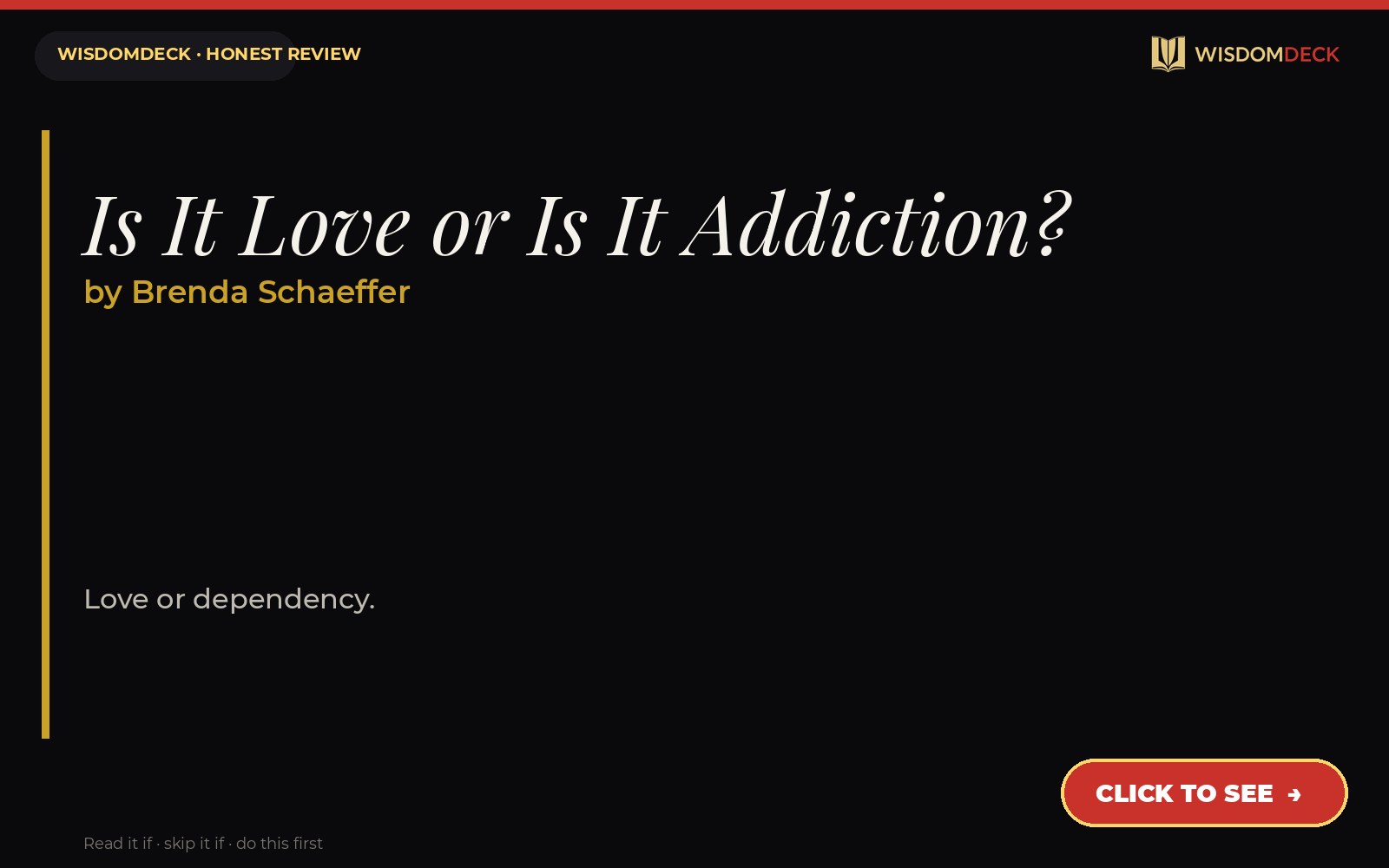 Is It Love or Is It Addiction? by Brenda Schaeffer — WisdomDeck review