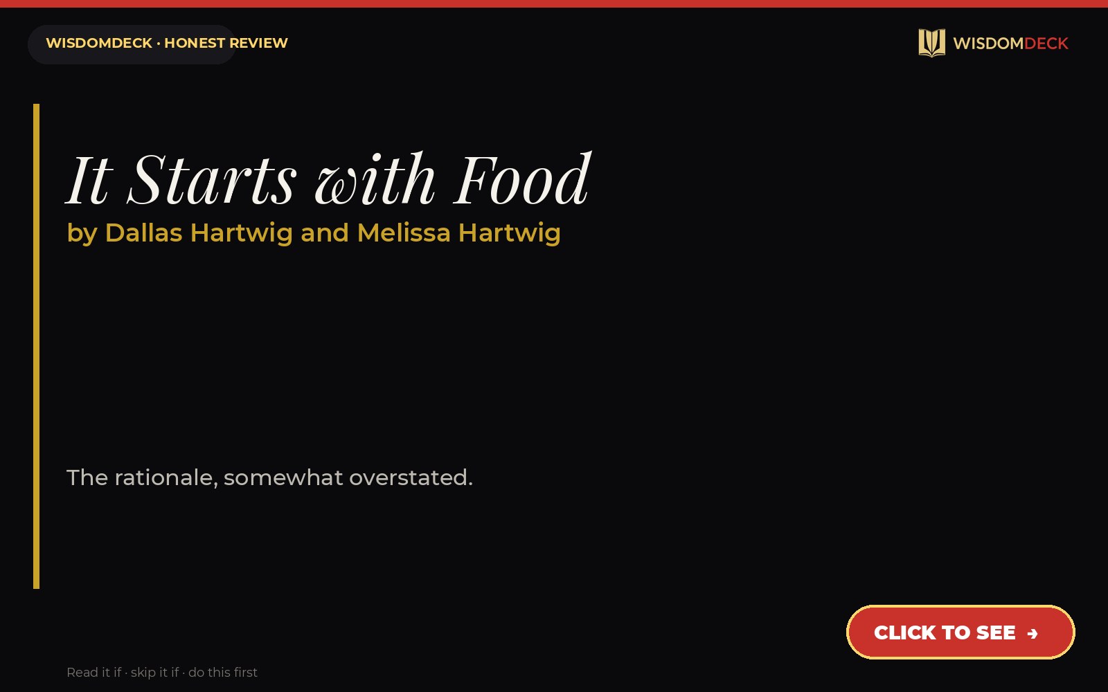 It Starts with Food by Dallas Hartwig and Melissa Hartwig — WisdomDeck review