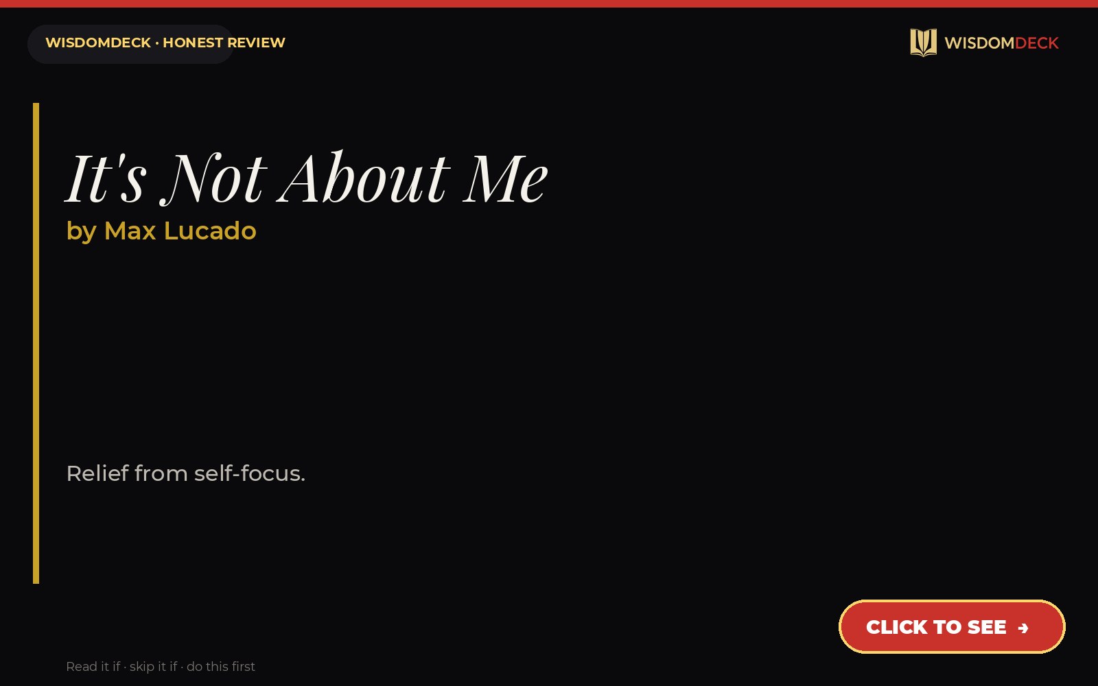 It's Not About Me by Max Lucado — WisdomDeck review