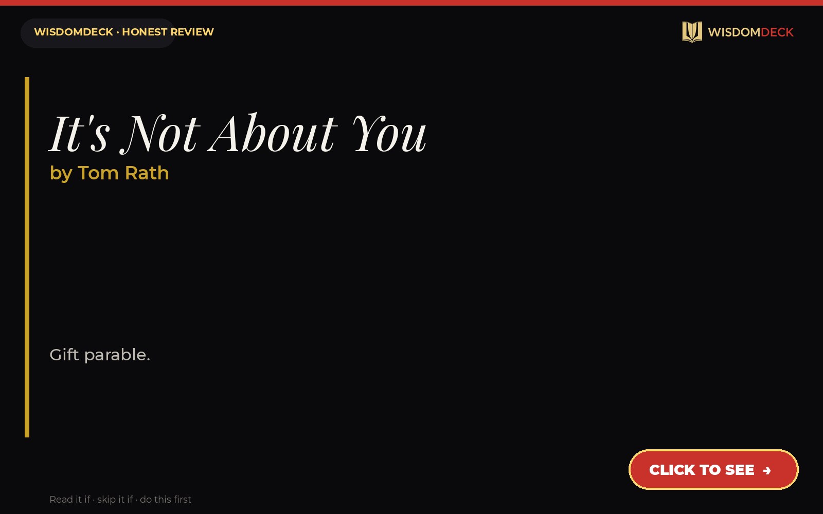 It's Not About You by Tom Rath — WisdomDeck review