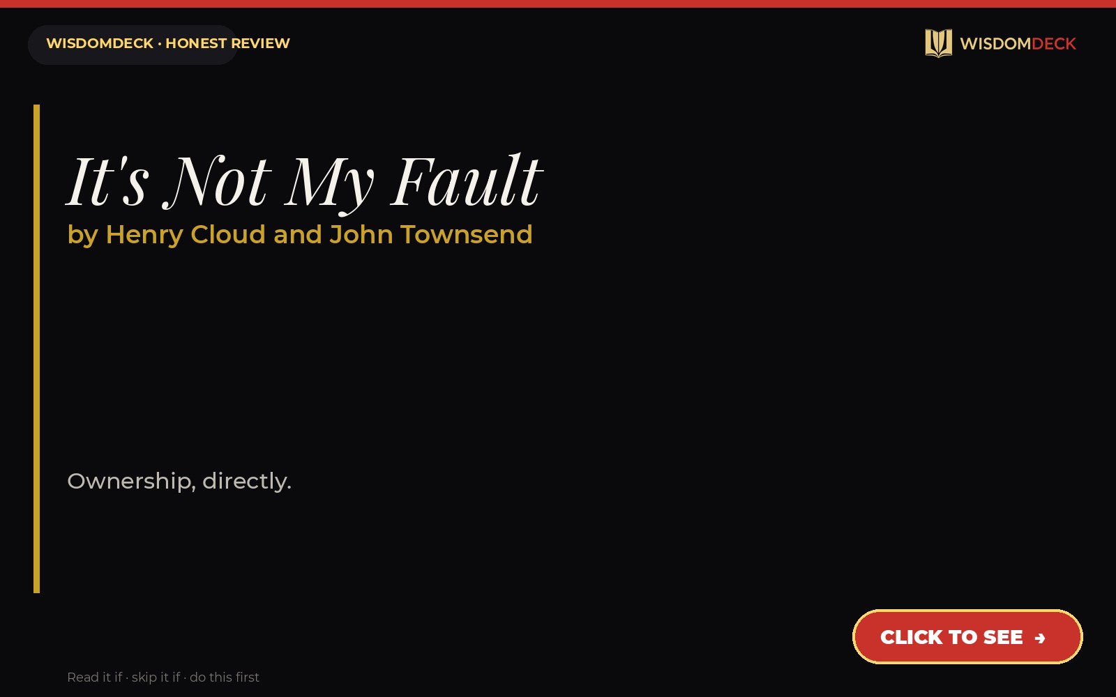 It's Not My Fault by Henry Cloud and John Townsend — WisdomDeck review