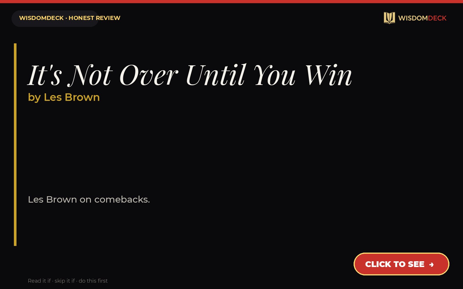 It's Not Over Until You Win by Les Brown — WisdomDeck review