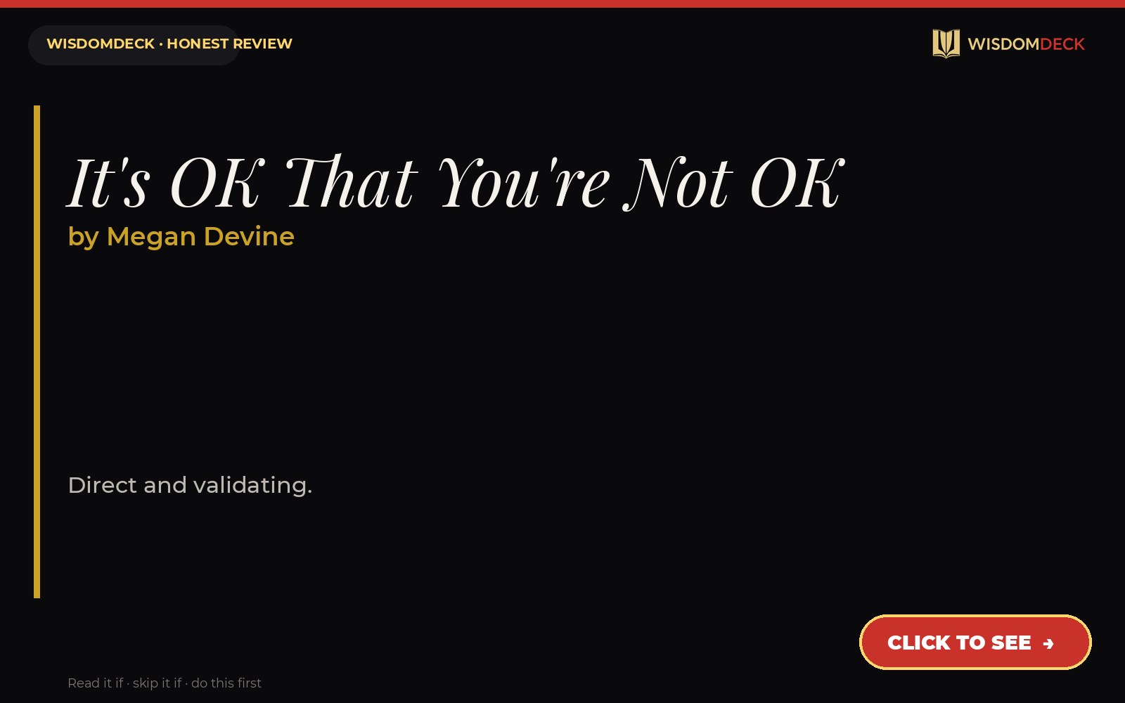 It's OK That You're Not OK by Megan Devine — WisdomDeck review