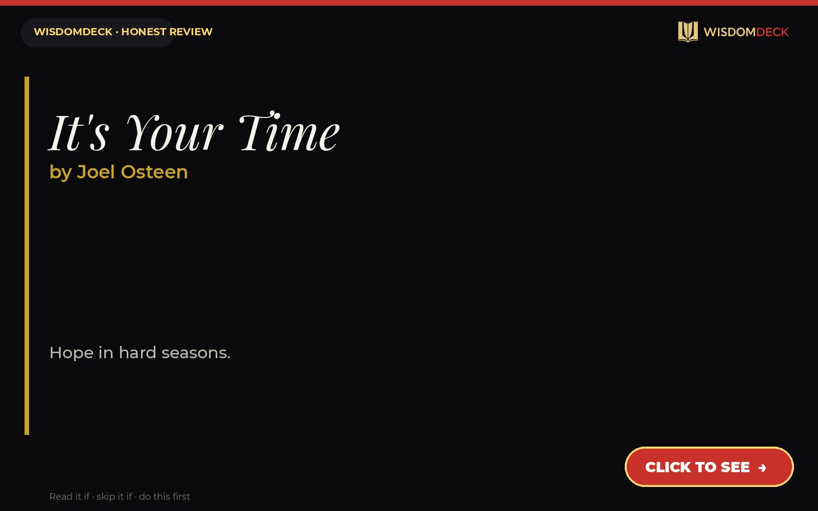 It's Your Time by Joel Osteen — WisdomDeck honest review