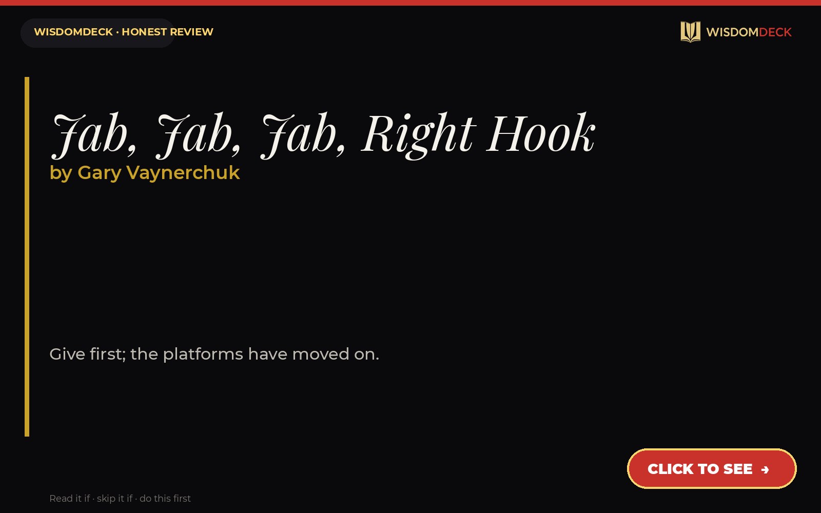 Jab, Jab, Jab, Right Hook by Gary Vaynerchuk — WisdomDeck review