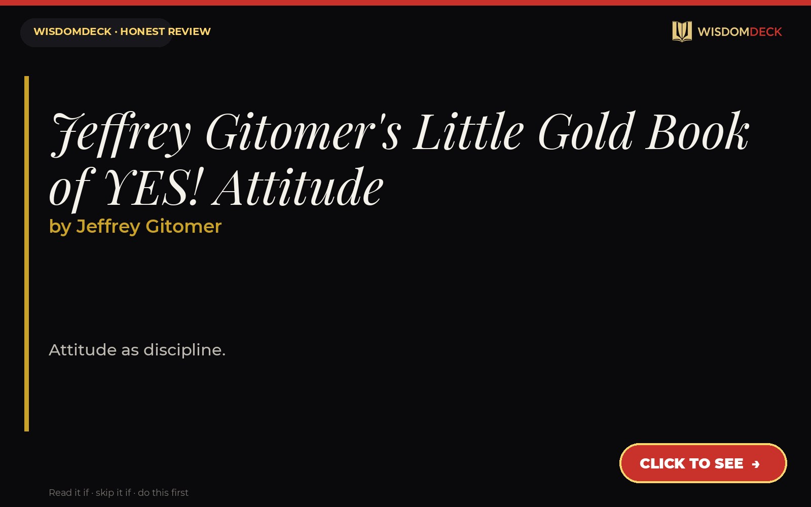Jeffrey Gitomer's Little Gold Book of YES! Attitude by Jeffrey Gitomer — WisdomDeck review