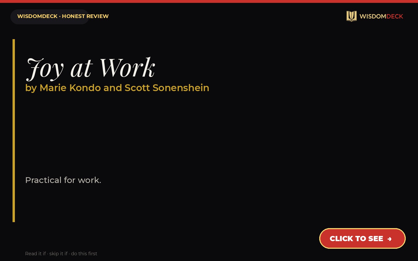 Joy at Work by Marie Kondo and Scott Sonenshein — WisdomDeck review