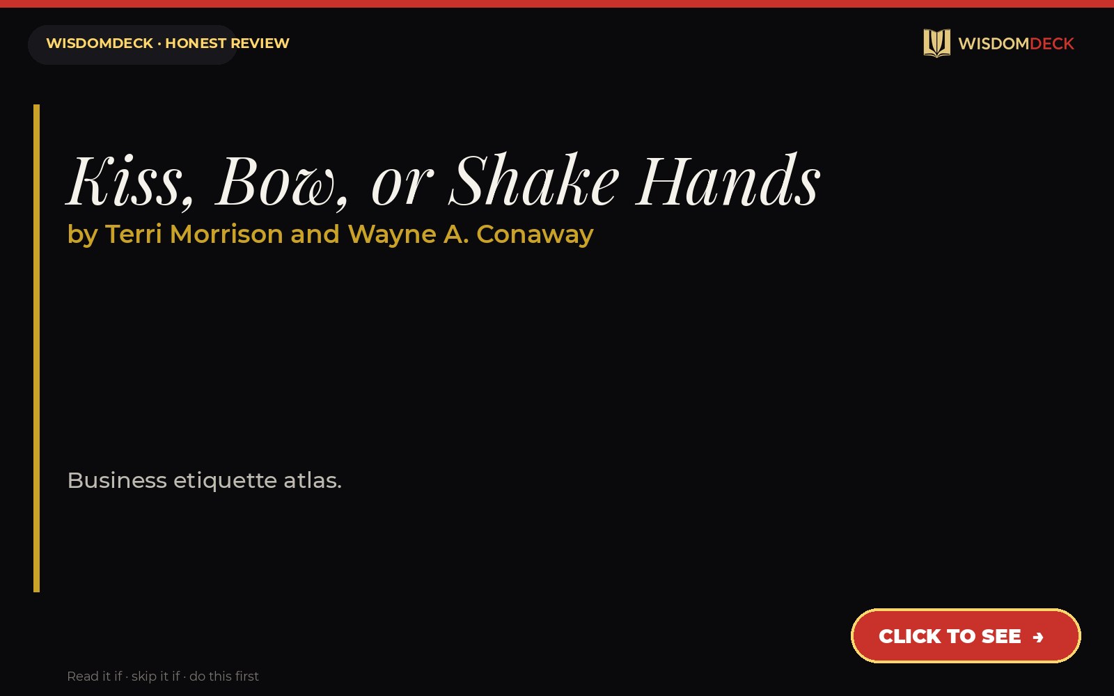 Kiss, Bow, or Shake Hands by Terri Morrison and Wayne A. Conaway — WisdomDeck review