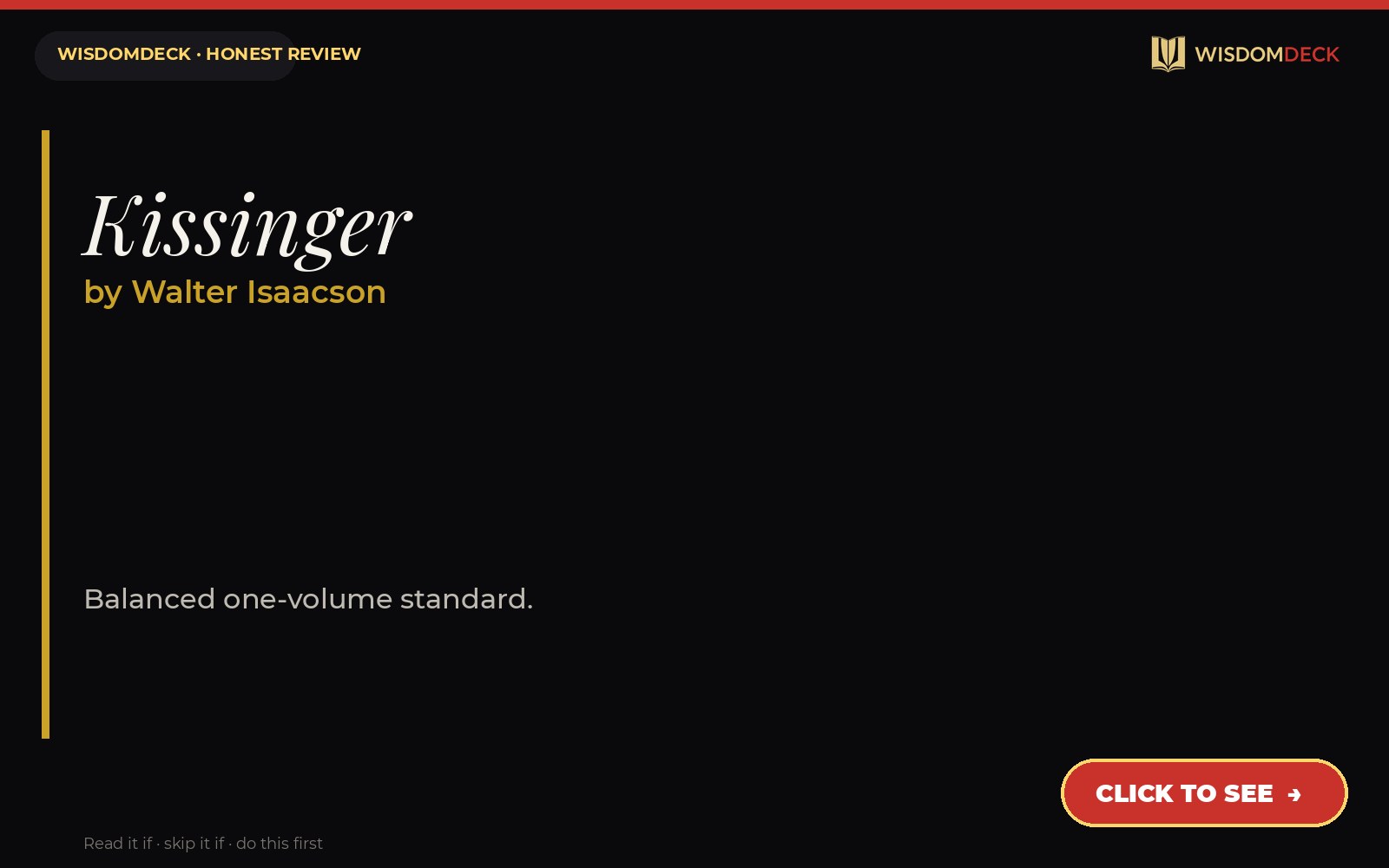 Kissinger by Walter Isaacson — WisdomDeck review