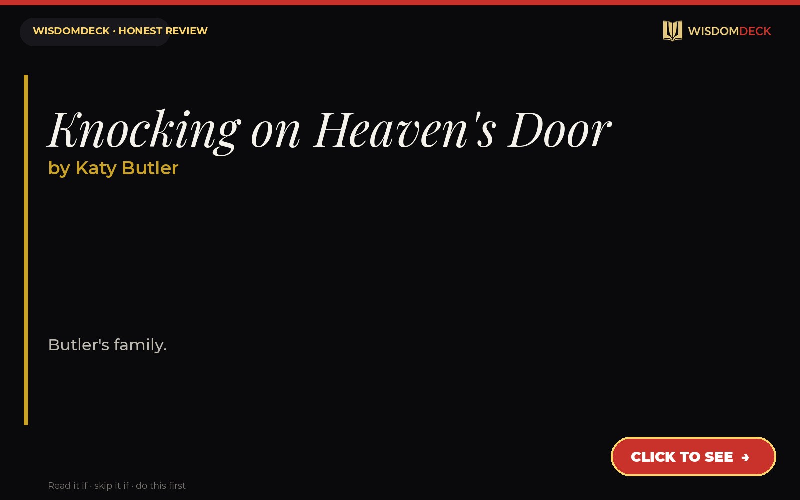 Knocking on Heaven's Door by Katy Butler — WisdomDeck review